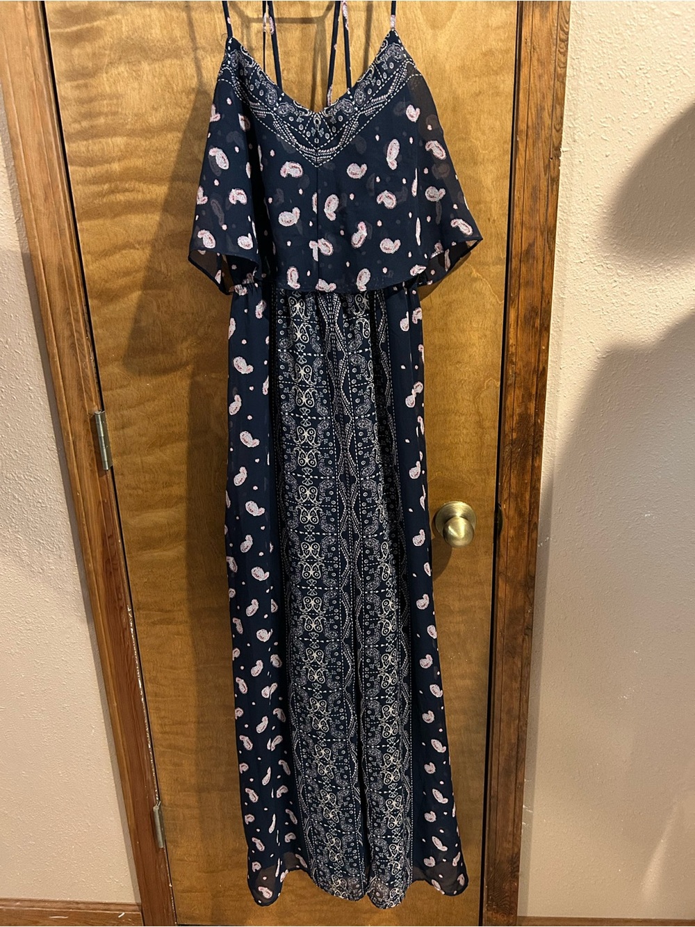 princess vera wang Navy Paisley Maxi Dress with Pink Accents